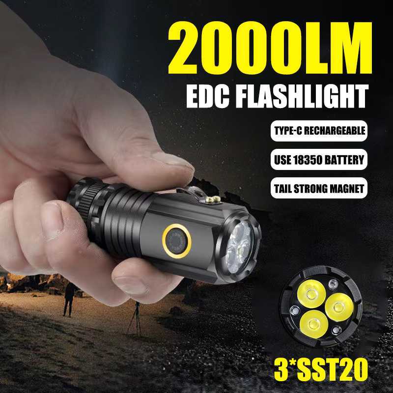 3-Core LED Mini Tactical Flashlight – Rechargeable High-Power Torch