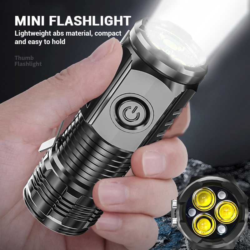 3-Core LED Mini Tactical Flashlight – Rechargeable High-Power Torch